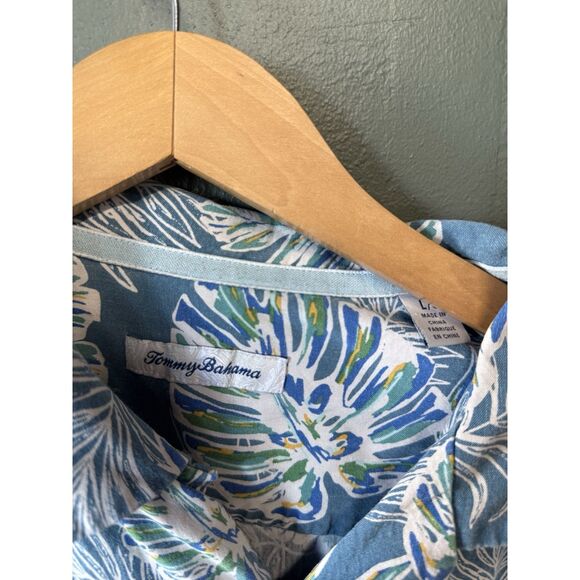 Tommy Bahama Mens Blue Short Sleeve Floral Pattern Button Up Shirt Size Large - Picture 3 of 3